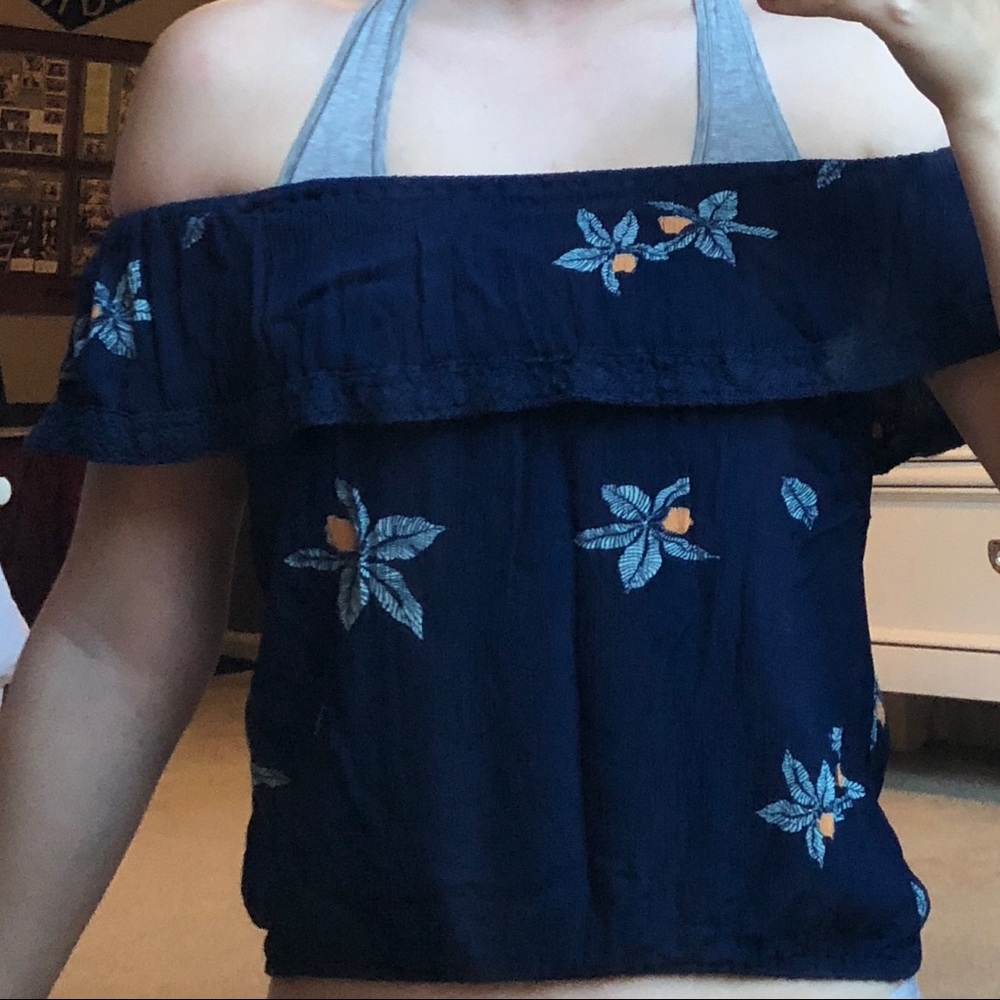 Blue off the shoulder top